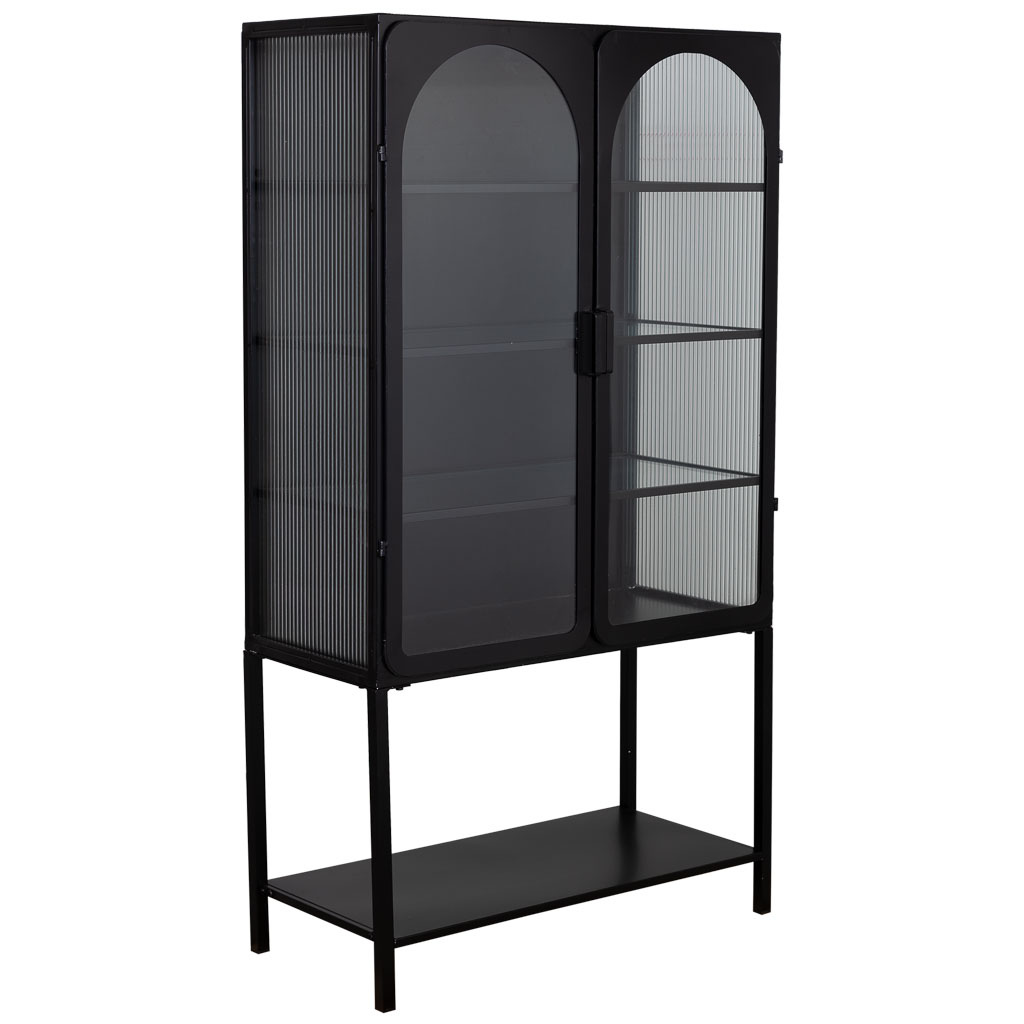 Wonderlust Deco - Vitrina de metal lac negro de 2 puertas 88x44x160 Negro 88x44x160h cm