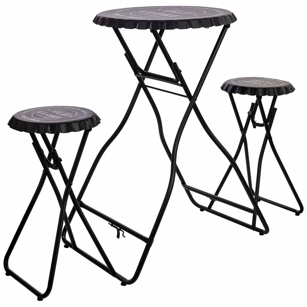 Wonderlust Deco - Mesa con taburetes plegable de metal  148x60x102h cm Negro 148x60x102h cm