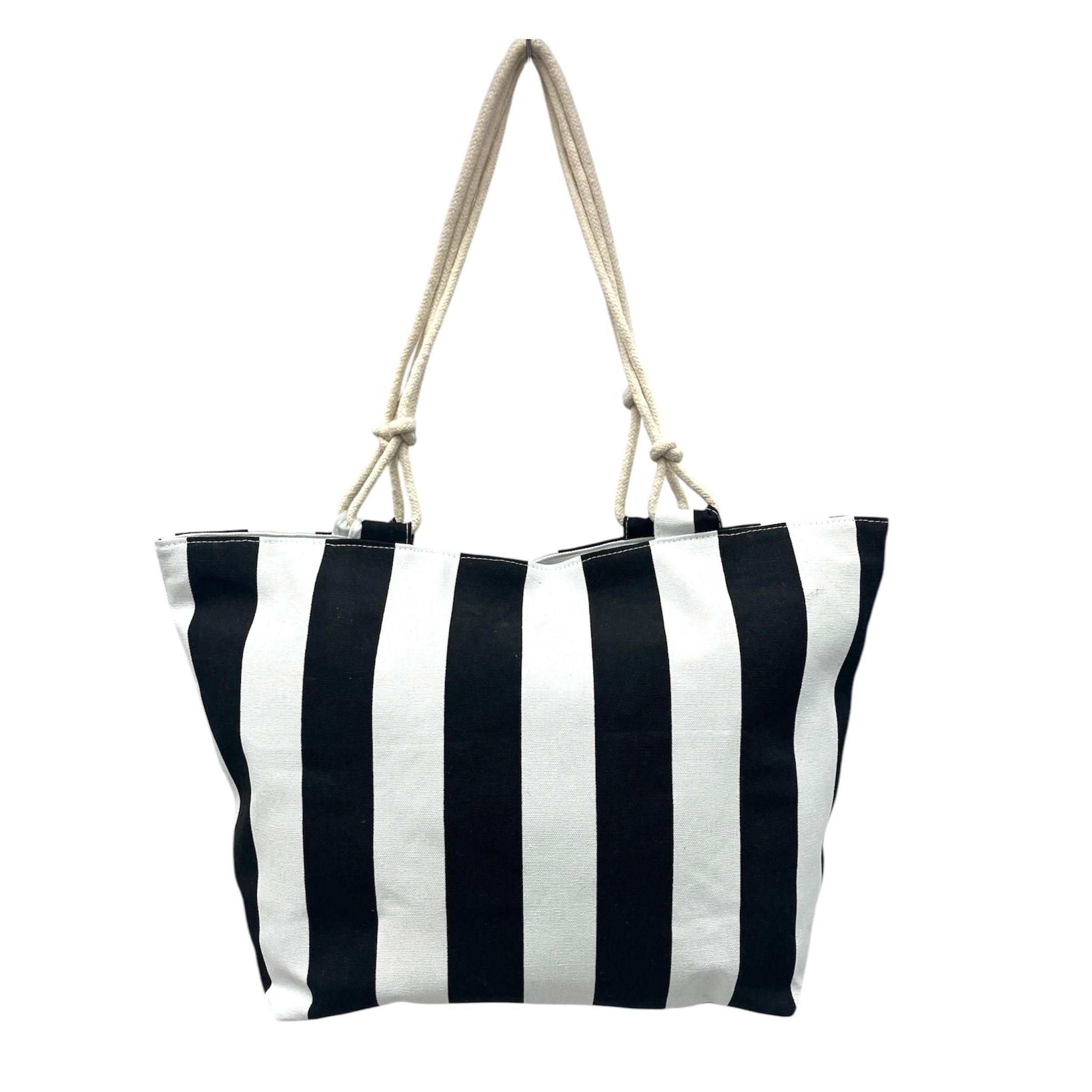 MEJORADA TOTE BAG de Rayas Bicolor – Bolso de Playa Grande con Asas de Cuerda, Capacidad Extra, 6 Colores Disponibles