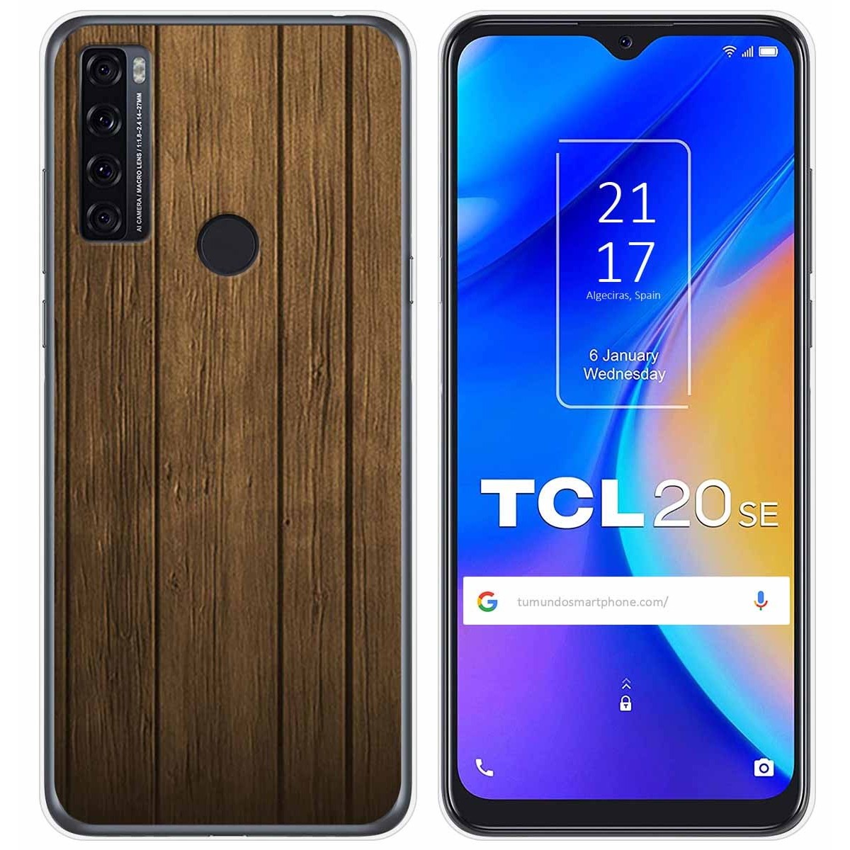 Tumundosmartphone Funda Gel Tpu para TCL 20 SE diseño Madera Dibujos