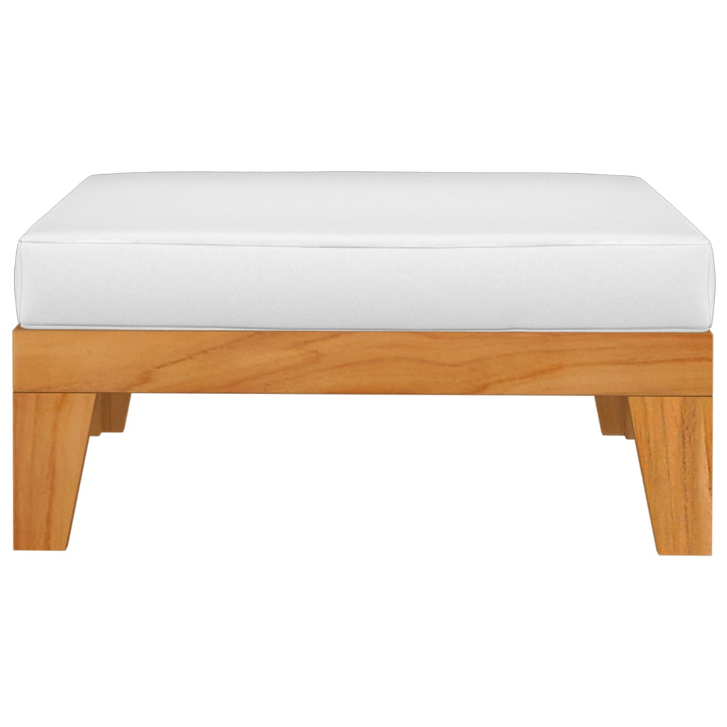 Vidaxl Reposapiés Modular y Cojín de Madera Maciza de Acacia en Crema y Gris Oscuro para Exterior