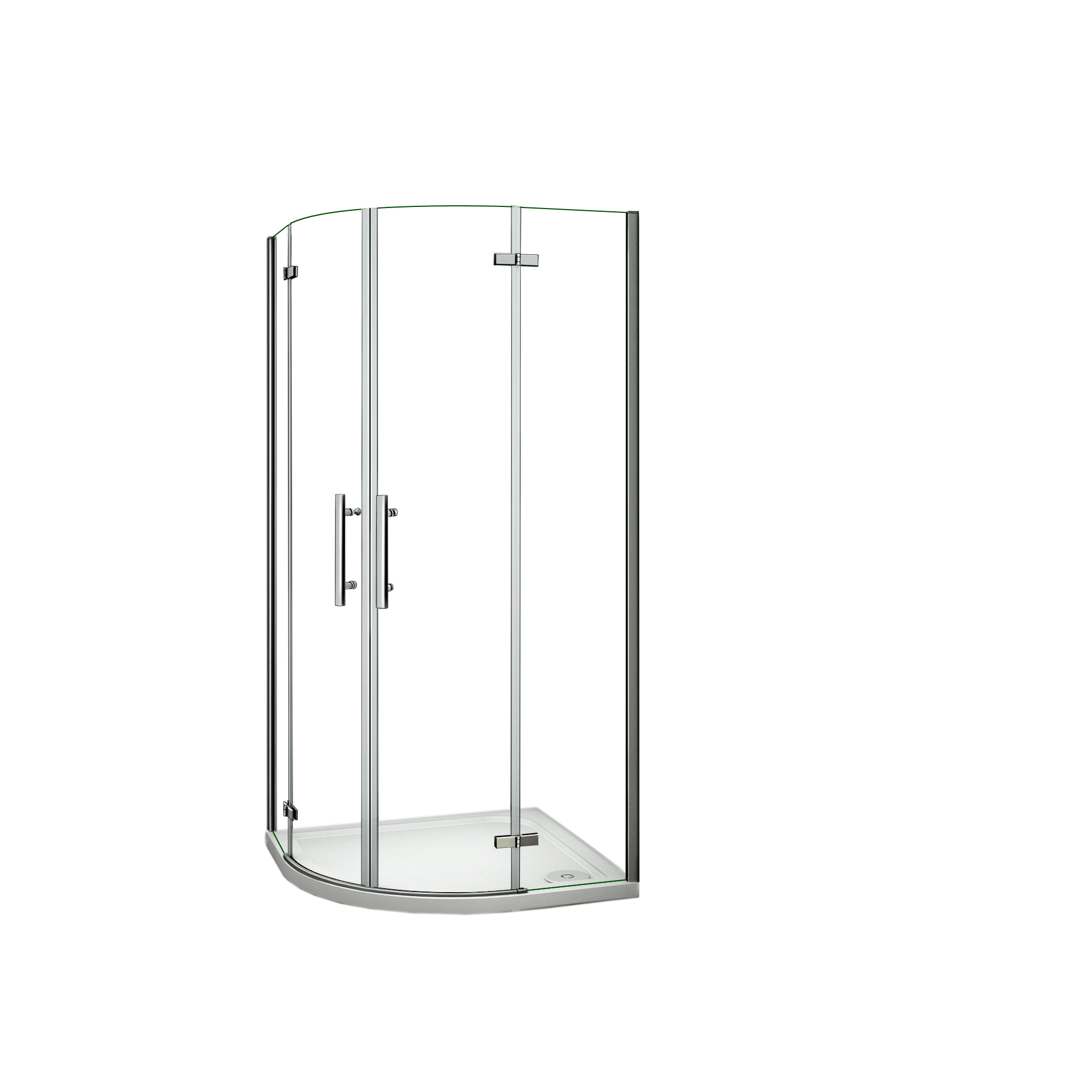 Mampara de Ducha Curva Abatible,Perfil Cromado,Vidrio Antical 6mm,(870-885)x(870-885)x1950mm