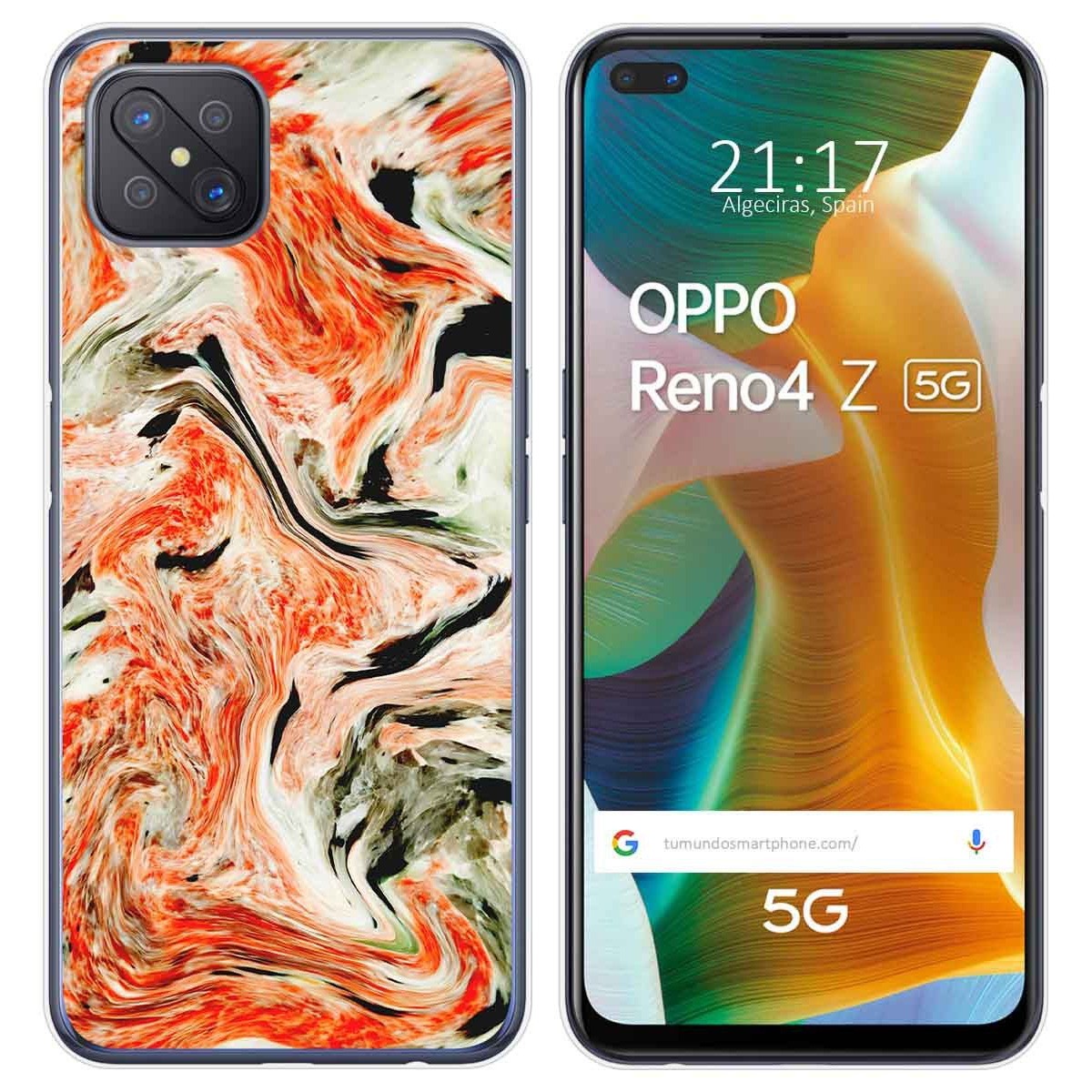 Tumundosmartphone Funda Gel Tpu para Oppo Reno 4Z 5G diseño Mármol 12 Dibujos