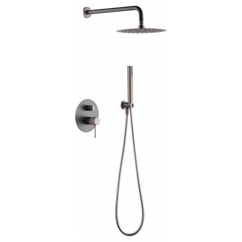 Imex Line GPD038/GC Conjunto de ducha empotrado de diseño moderno en acabado gris mate y champagne