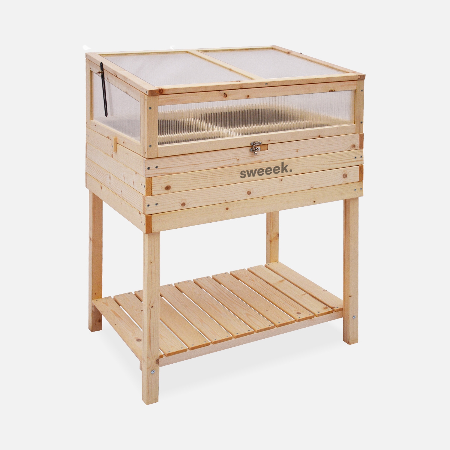 sweeek - Huerto cuadrado sobre patas de madera , Erable , 80x60x108