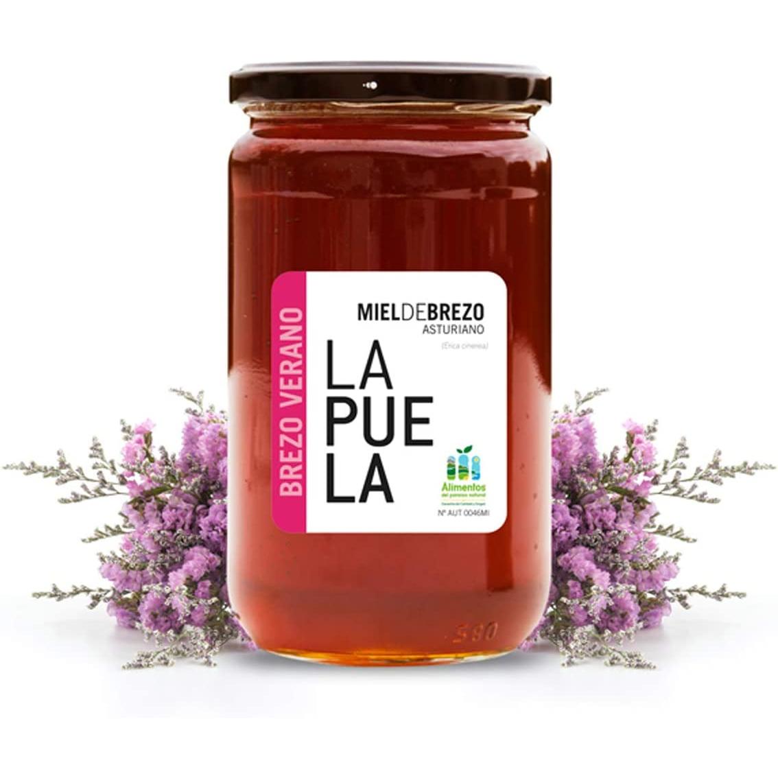 LAPUELA Miel de Brezo. 100% Natural Origen España. Miel Pura de Abeja con Aroma Intenso y Sabor Dulce. Tarro de Cristal 750g