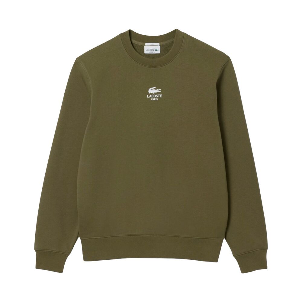 Sudadera Verde Lacoste de Felpa de Algodón Olive de Diseño Atemporal y Urbano