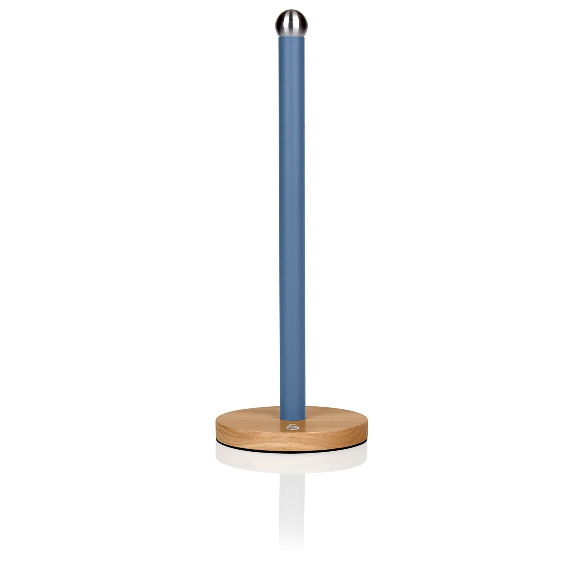 SWAN Nordic Nordic Porta Rollos Papel Cocina, Eje Acero al Carbono Base Bambú, Diseño Moderno, Alta Calidad, , Azul