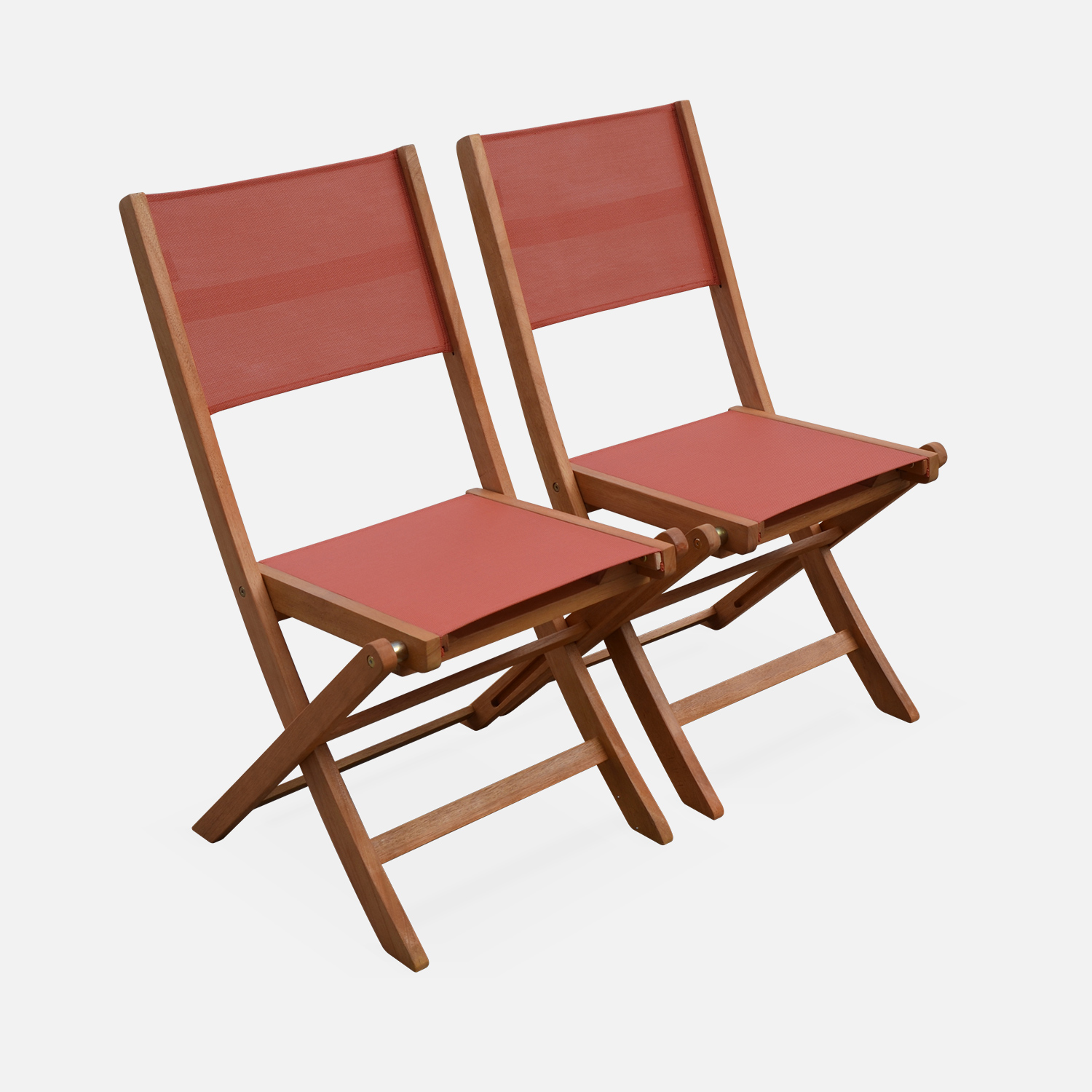 sweeek - Silla de jardín plegable de madera de eucalipto, set de 2 , Almeria , 50x58x89