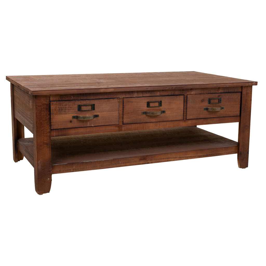 Wonderlust Deco - Mesa de centro de madera marrón 120x66x48 Marrón 120x66x48h cm