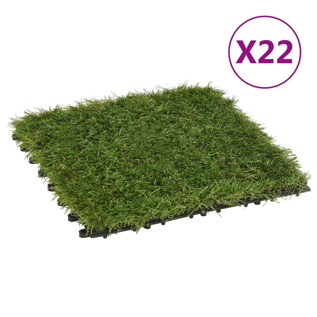 vidaXL Baldosas de Césped Artificial Verde Hierba Terraza Jardín Cantidad 11 unidad, 22 unidades