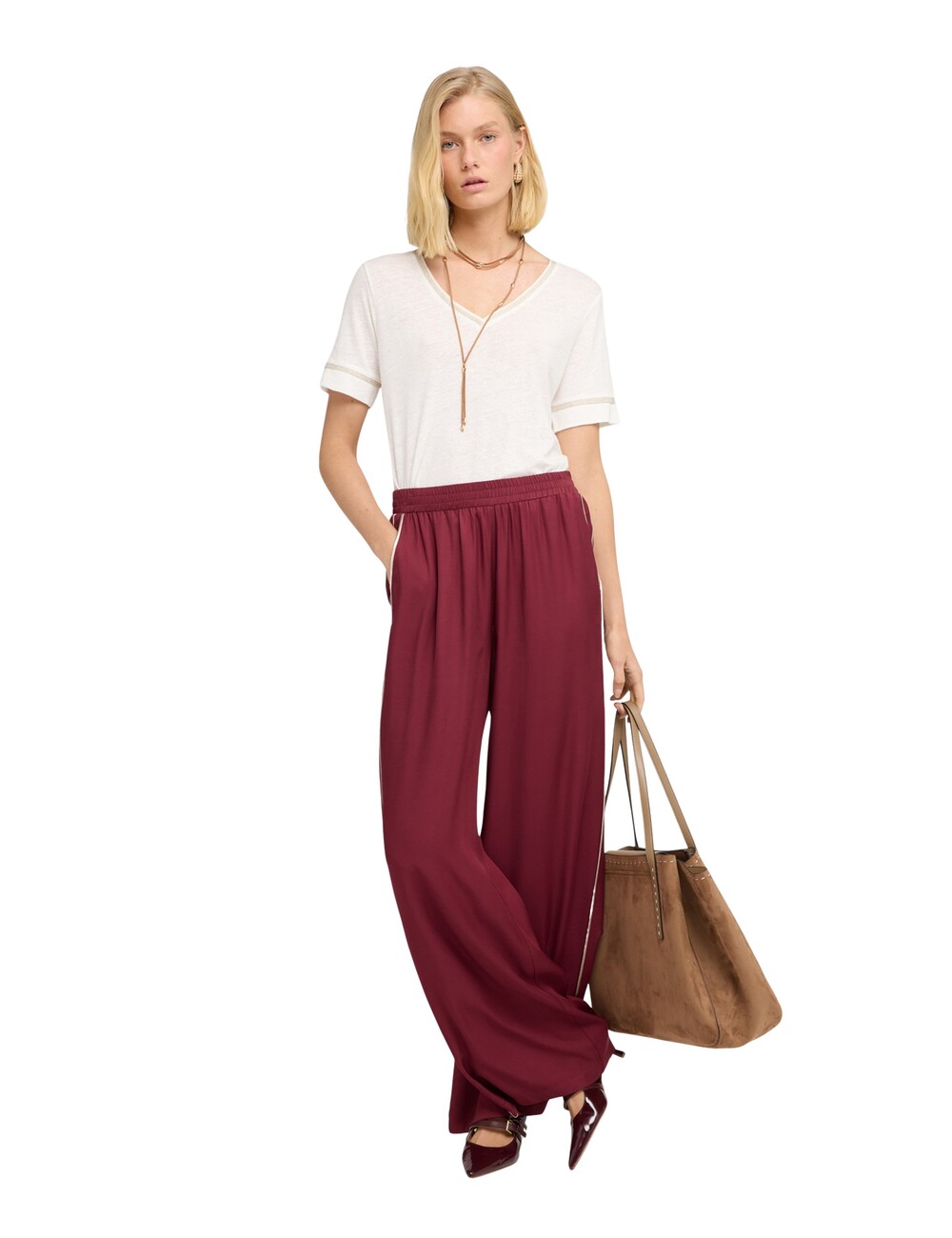 Motivi - Pantalones palazzo en twill de viscosa