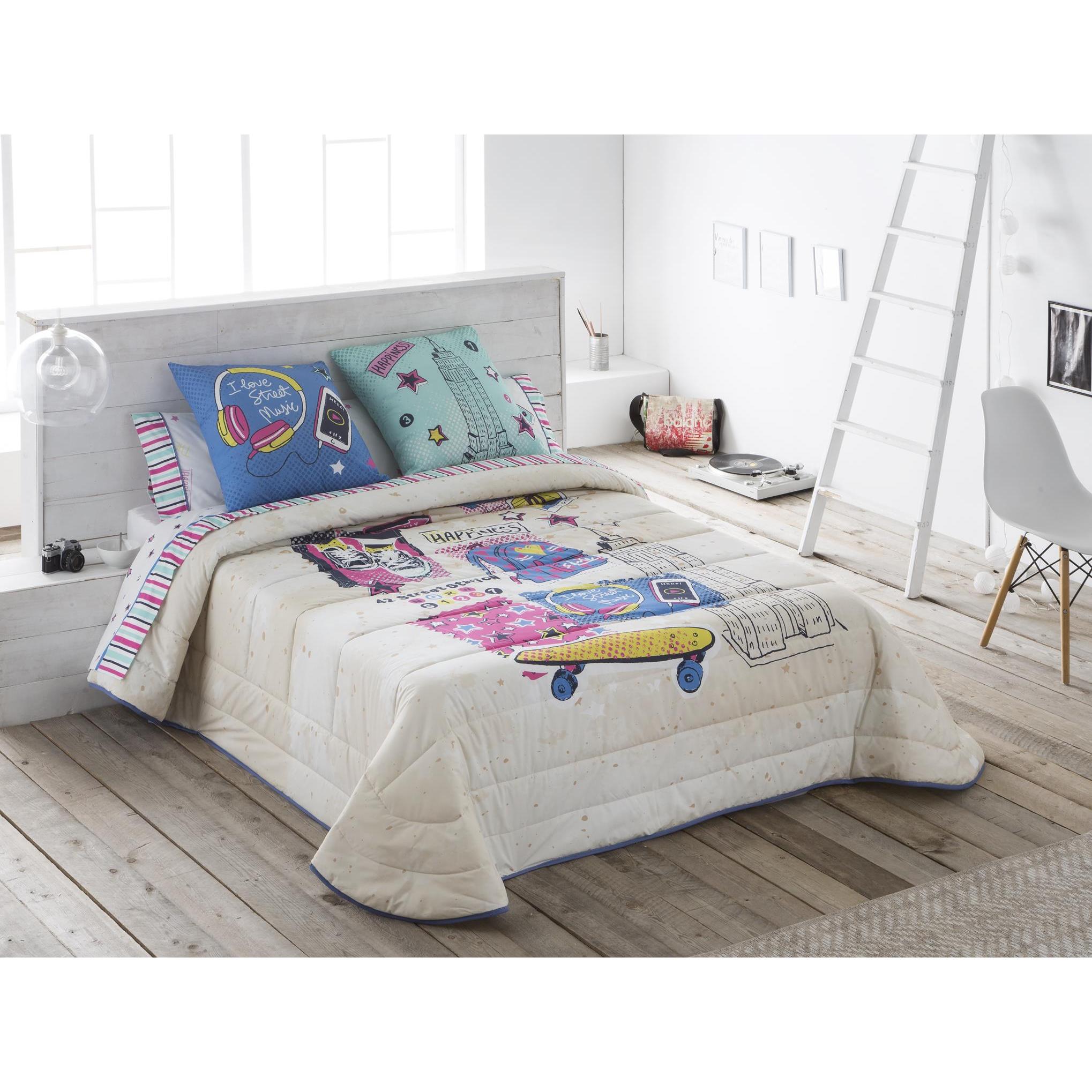 JVR - Colcha Bouti modelo CITY  - Tejido 100% Algodón - Estampado digital - Cama 80/90/105/135/150 - Fabricado en España