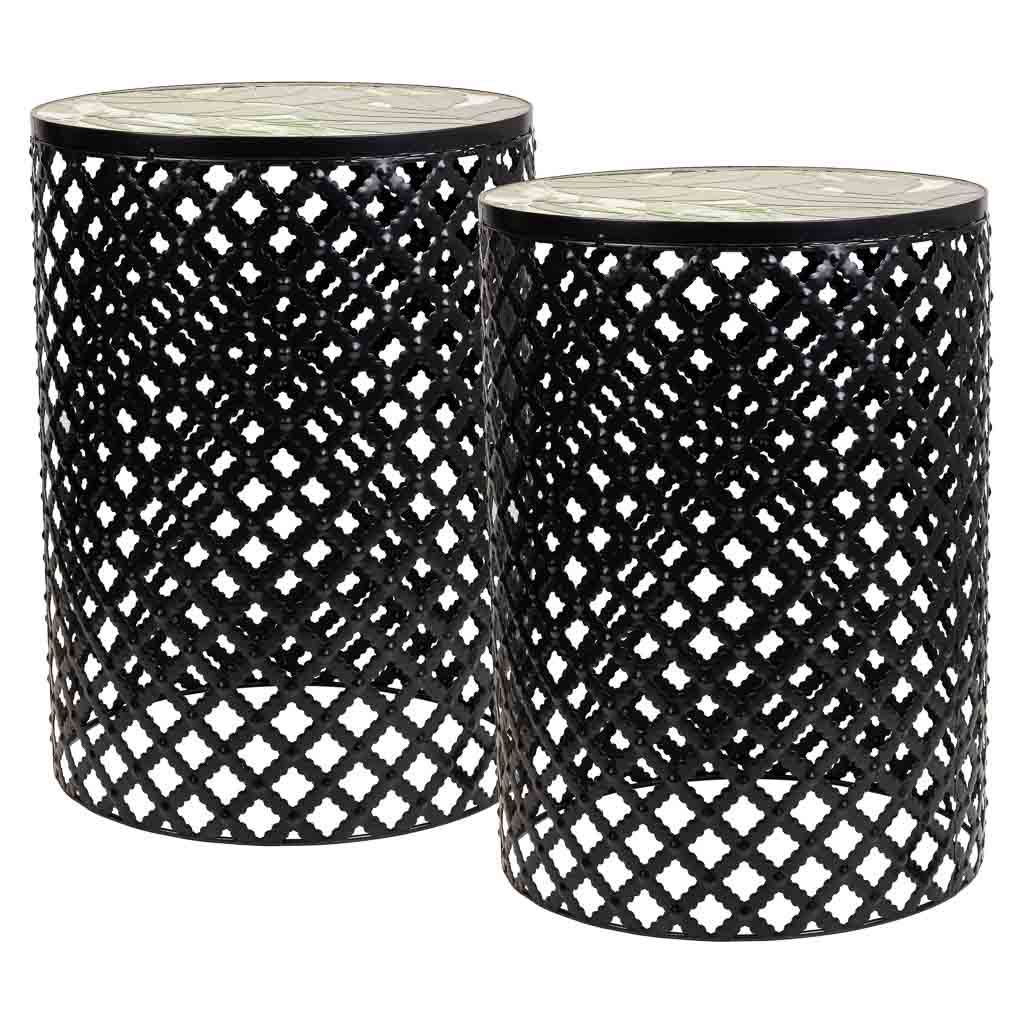 Soportes Set 2 Pzas De Mosaico Y Forja Negro 38x38x50cm, El mejor complemento para tu hogar