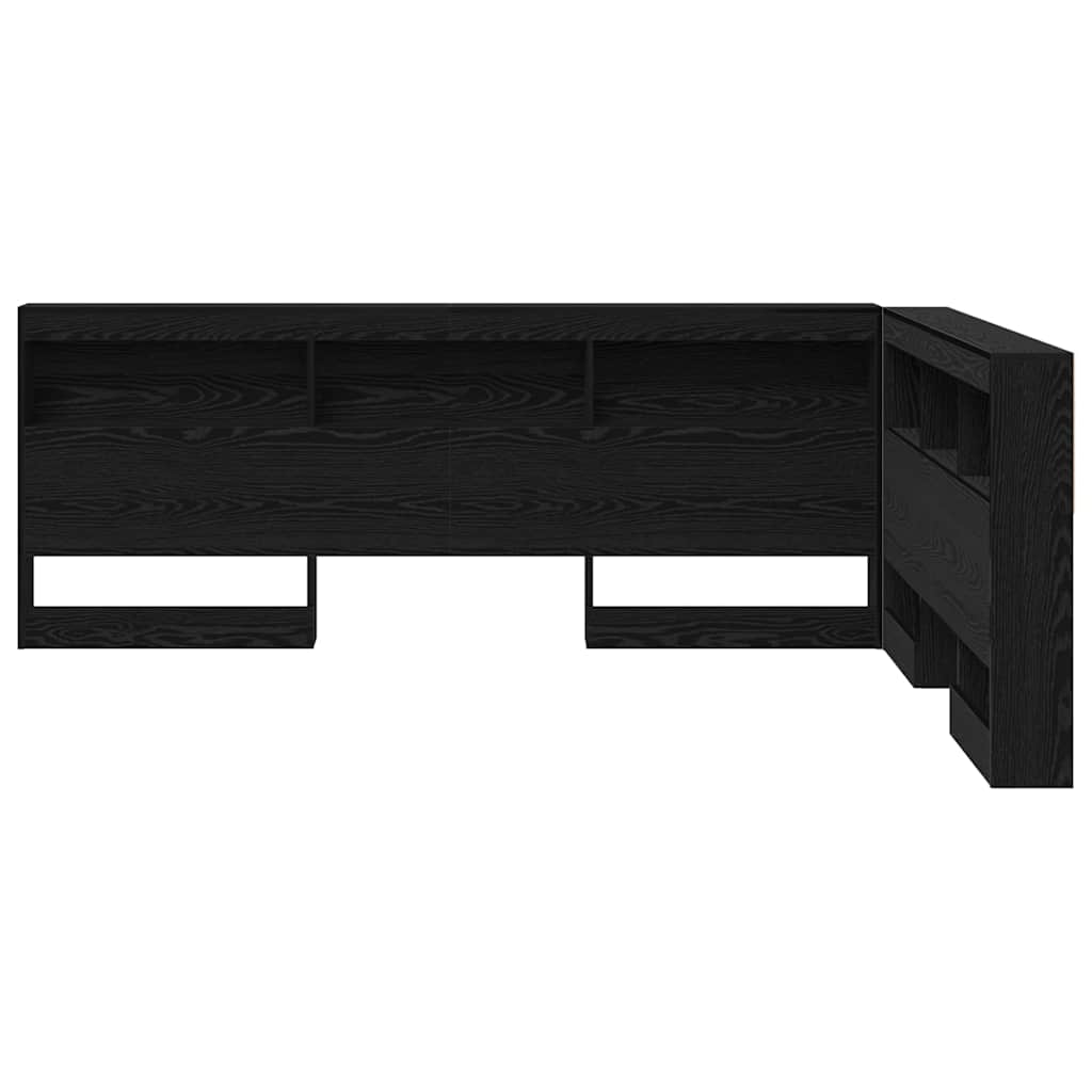 vidaXL Cabecera de almacenamiento con estante Roble Negro 160 cm