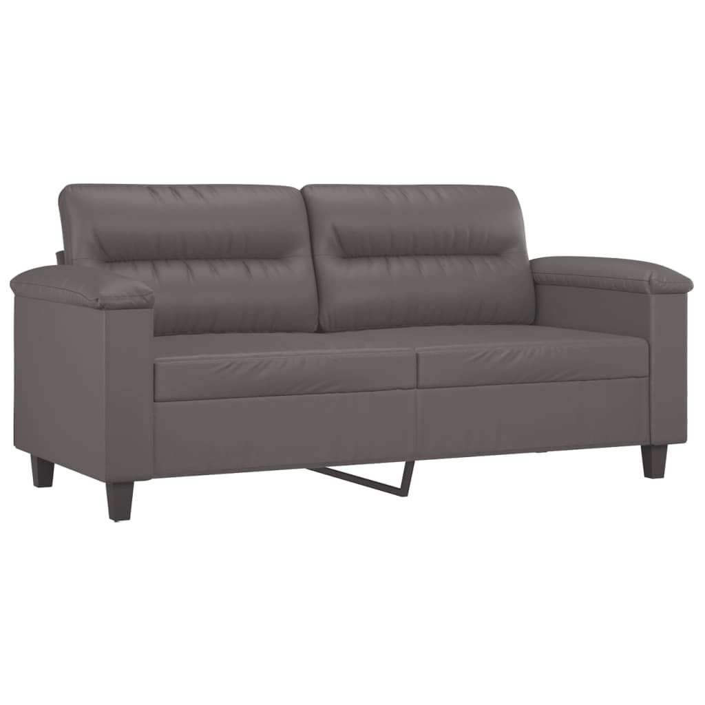 vidaXL Sofá de 2 plazas de cuero sintético gris 140 cm