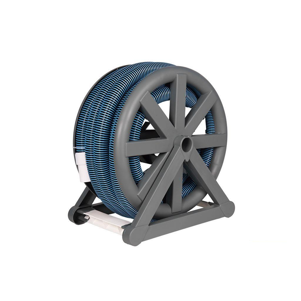 Enrollador Portátil de Manguera para Piscinas | Incluye Manguera Flotante de EVA de 13 Metros (Ø 3,8 cm) | Base de Polipropileno de Alta Resistencia | Con 2 Terminales de Conexión | Medidas: 48 x 32 x 52 cm