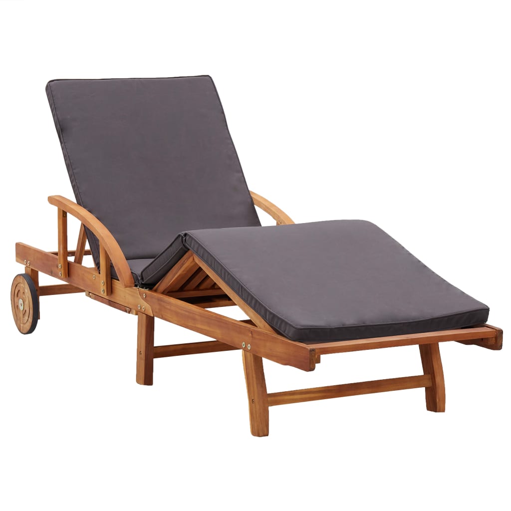 Vidaxl Tumbona de Madera Maciza de Acacia con Cojín