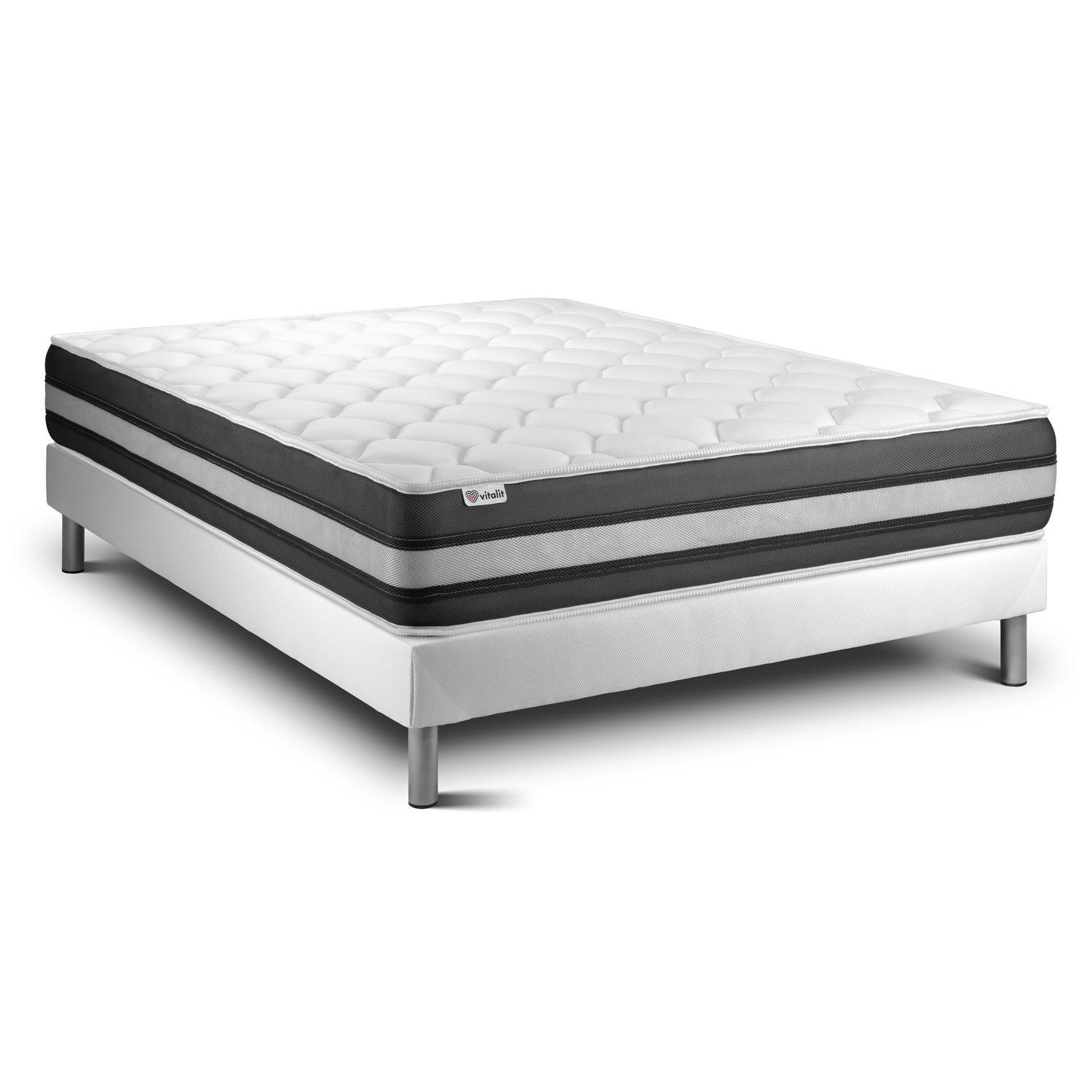 Conjunto VITAL SPRING ZEN 150 x 200 cm somier Kit blanco