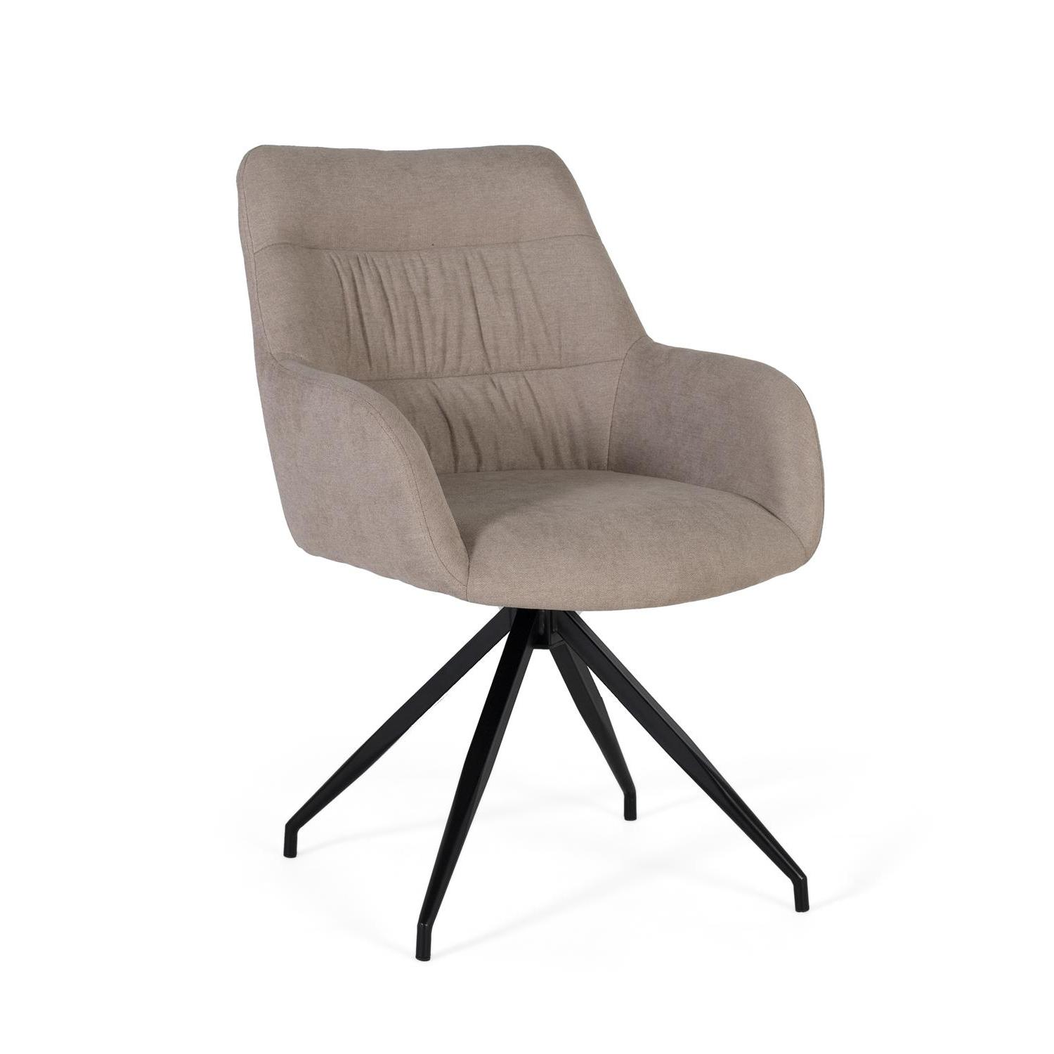 Set de 2 sillas giratorias tapizada en tela gris y patas de acero84X58X61
