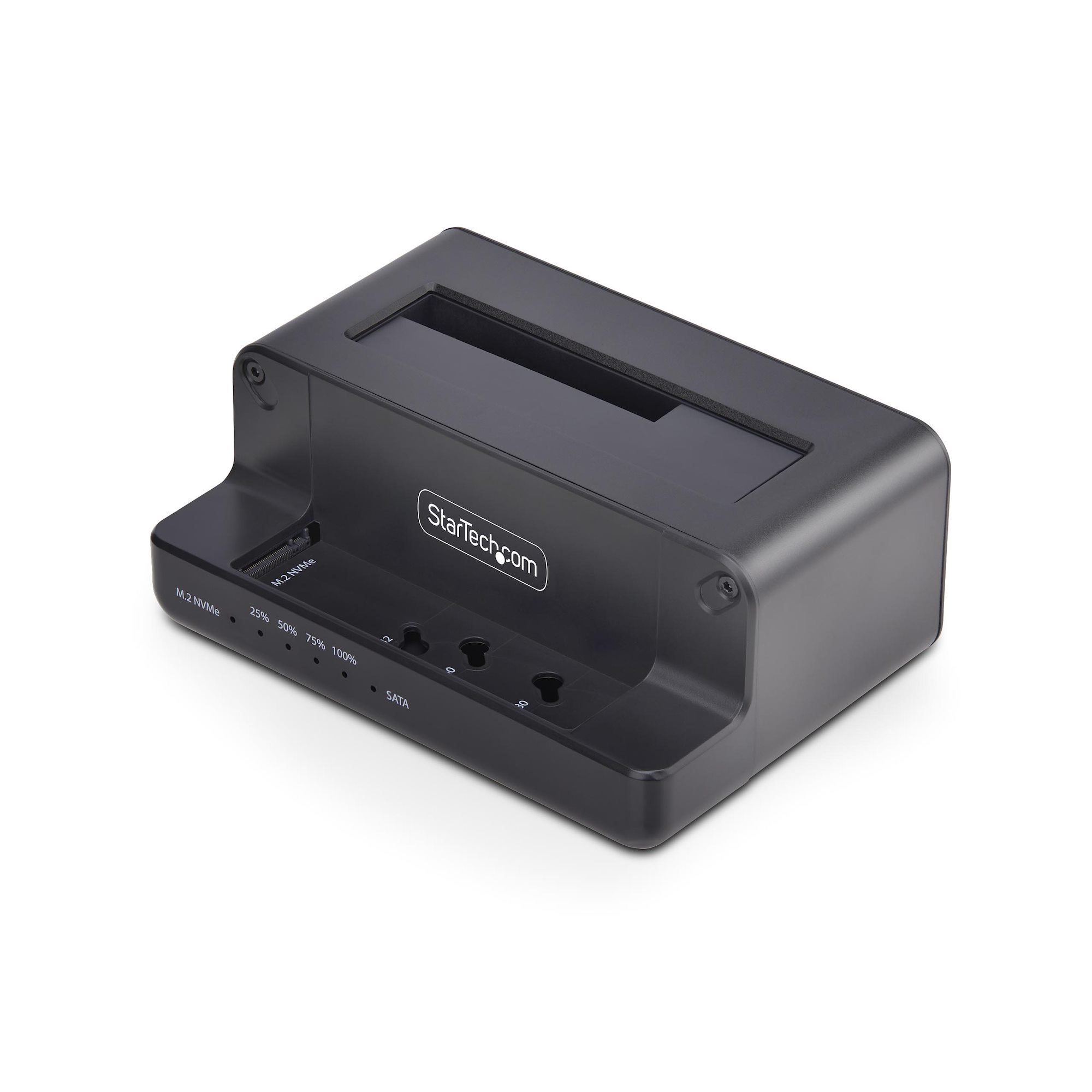 StarTech.com Clonador NVMe M.2 a SATA de 2.5/3.5 - Dock Duplicador Autónomo de 2 Bahías para SSD - Bidireccional NVMe a SATA / SATA a NVMe - hasta 27GBpm - TAA