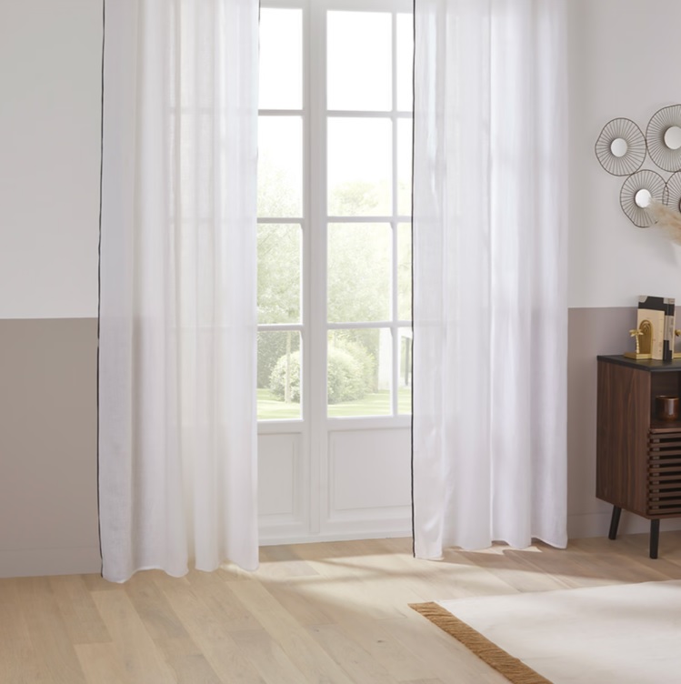 Cortina de lino blanco 130x260 cm con ollados