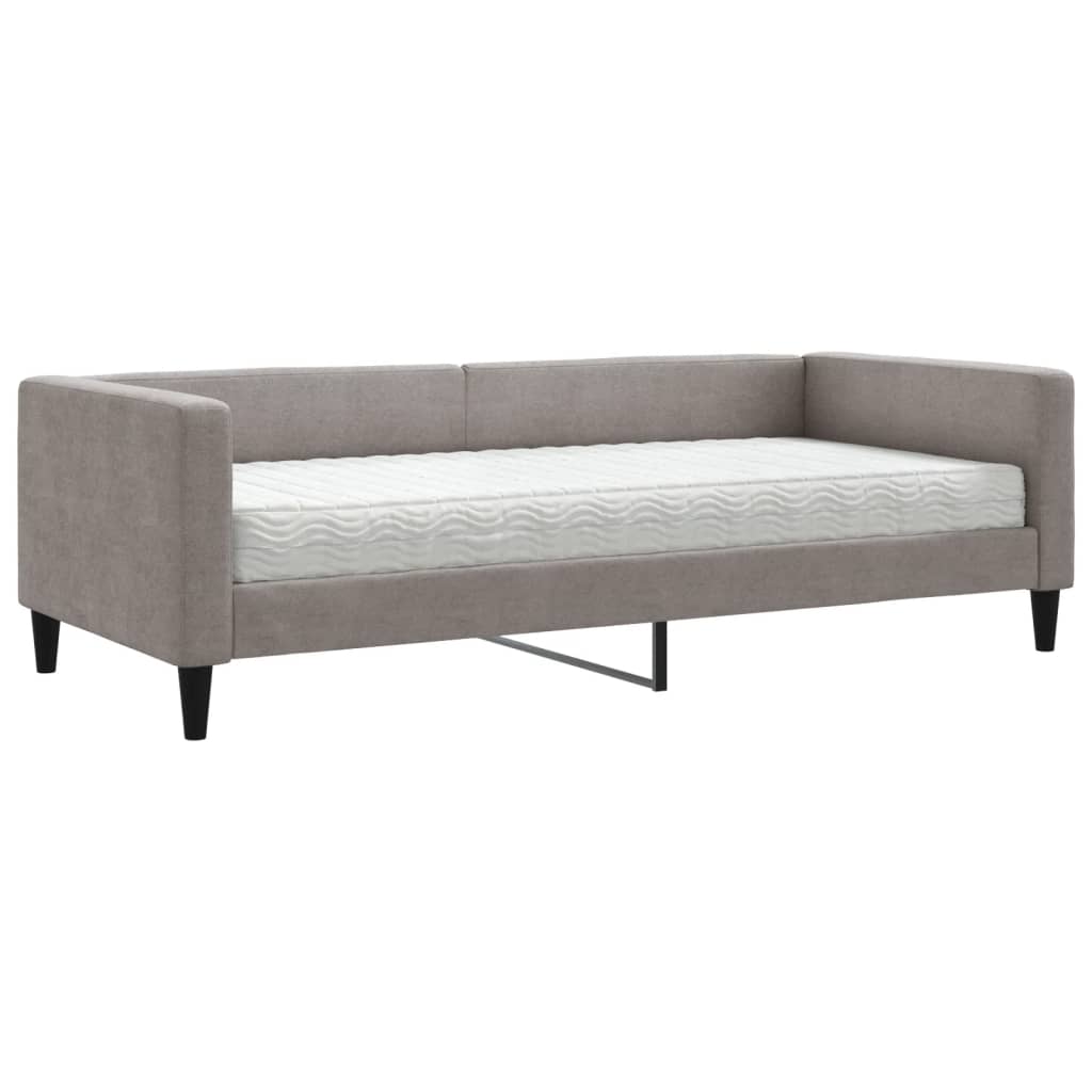 vidaXL Sofá cama con colchón tela gris taupe 90x200 cm