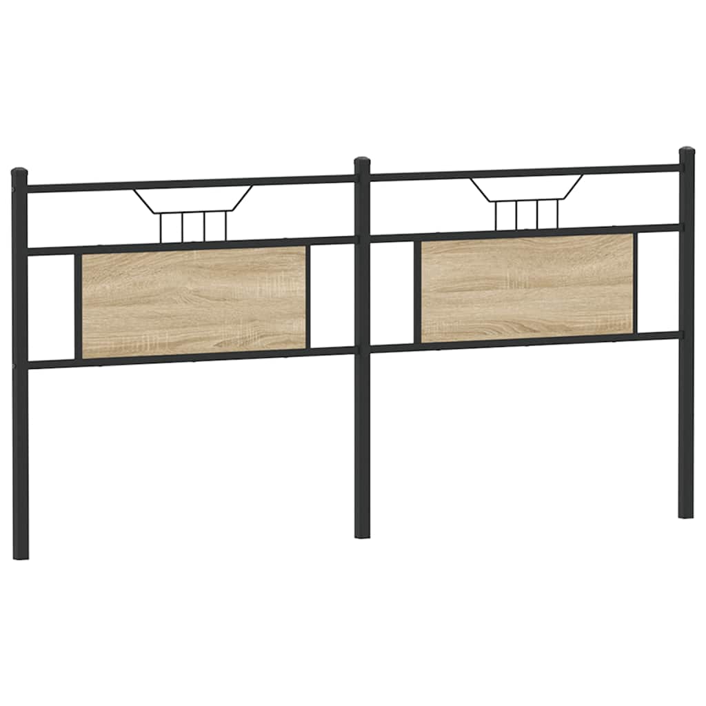 vidaXL Cabecero de repuesto de madera de ingeniería y acero roble Sonoma 160 cm