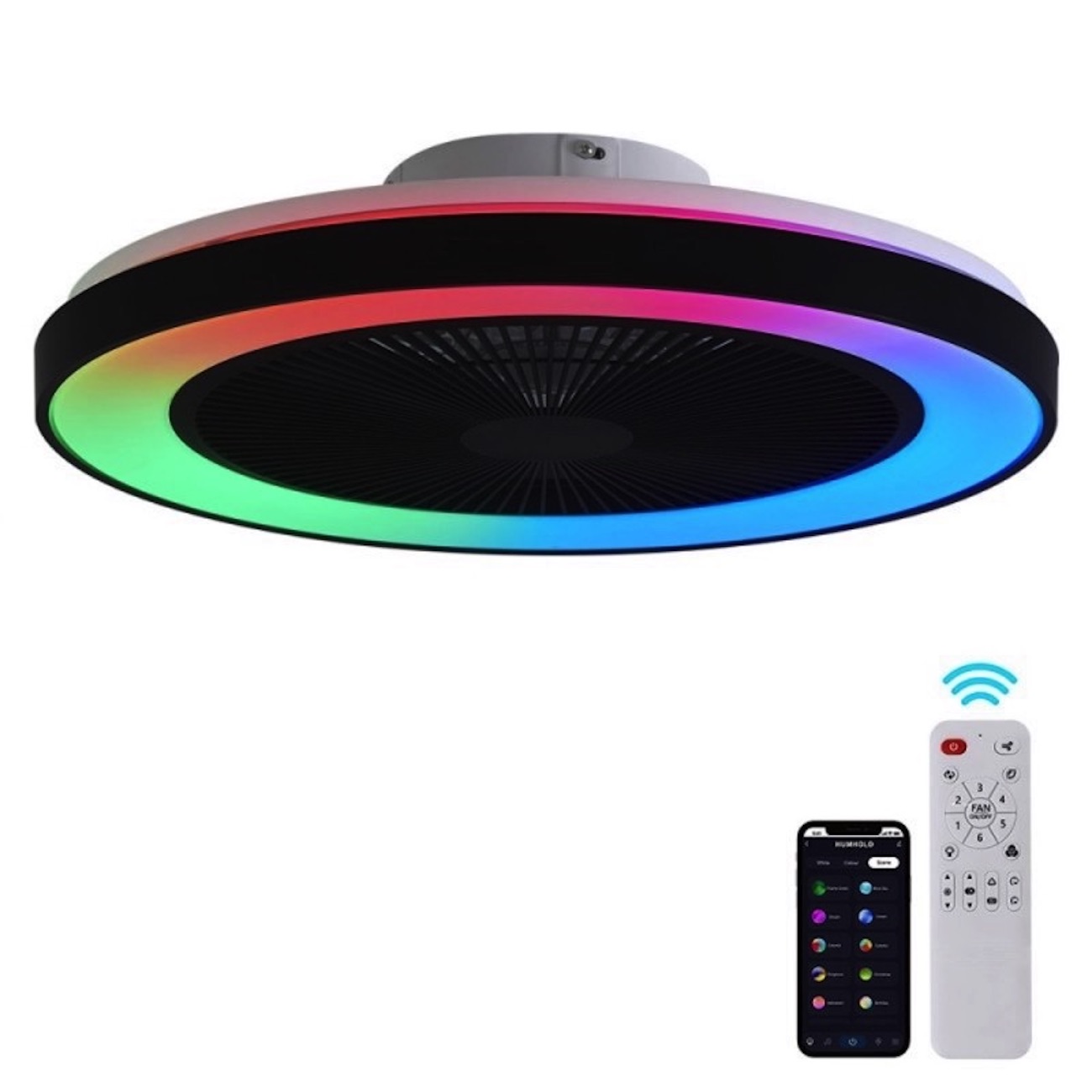 Ventilador de Techo con Luz Multicolor ELCO PV-50MC, 49cm, 40W