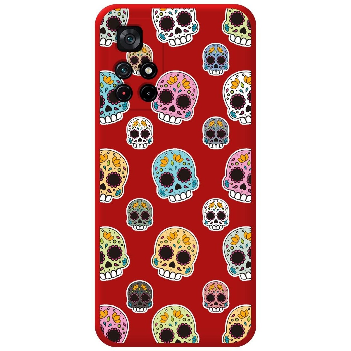 Funda Silicona Líquida Roja para Xiaomi POCO M4 Pro 5G diseño Catrina Dibujos