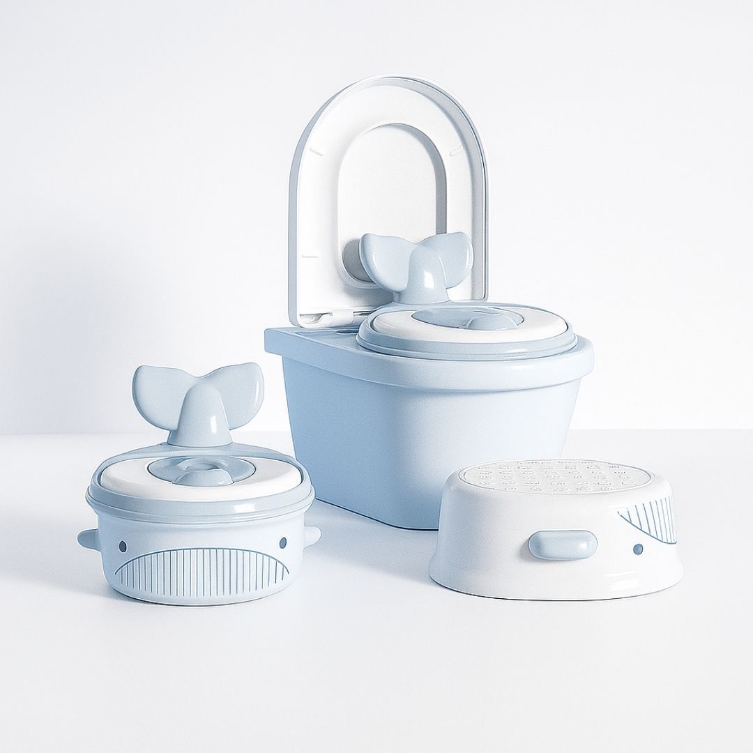 BATHBY | Orinal Infantil para bebé 3 en 1 | Tapa Extraíble Reductor WC y Escalón | Asiento Acolchado | Antideslizante | Protección Antisalpicaduras | Retrete Portátil Bebé | Fácil de Limpiar y Guardar | Entrega en 48-72h