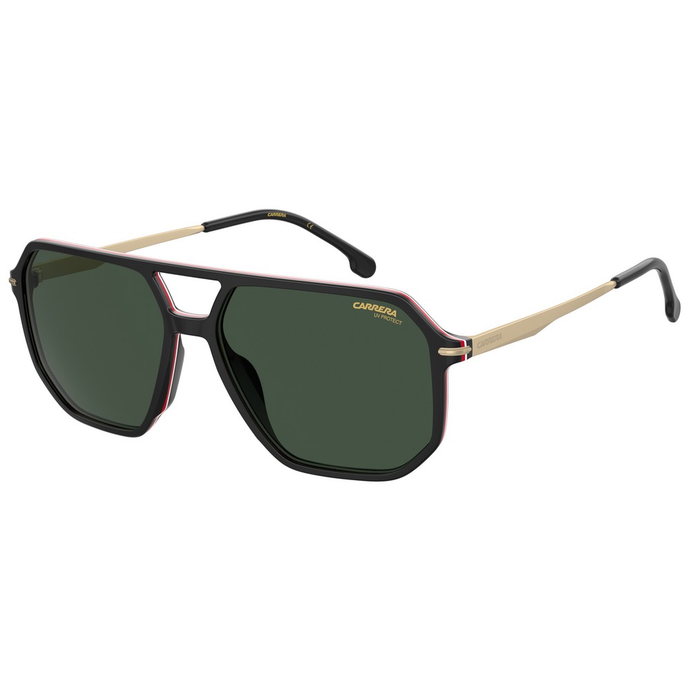Carrera 324-S Men's Sunglasses in Black, Double Bridge Square Frame, Polyurethane Lenses, 48mm Height, Stylish UV Protection, ideal men's sunglasses for outdoor activities.