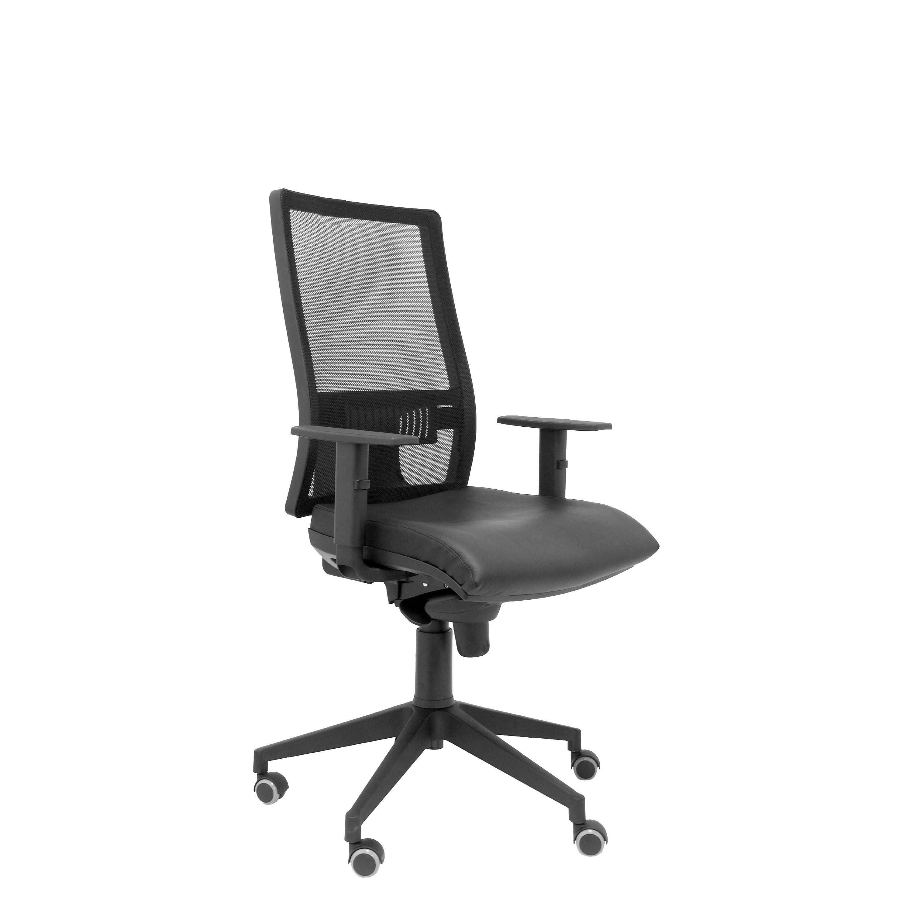 Silla de Oficina Ergonómica Piqueras Y Crespo con Apoyo Lumbar Regulable y Brazos Regulables en Piel Negra