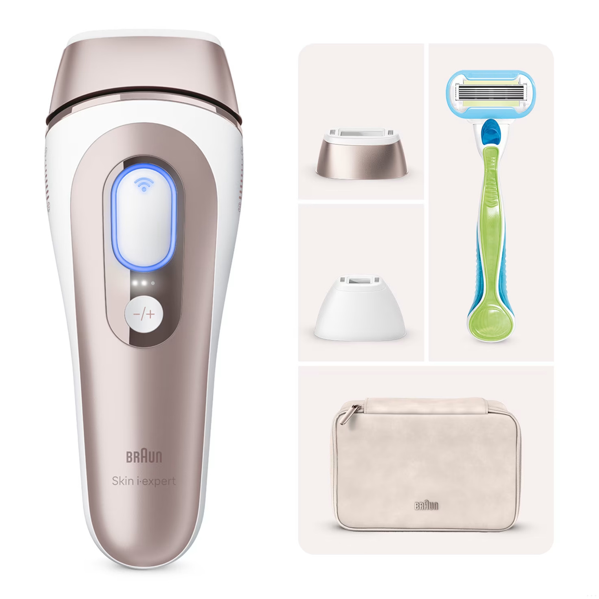 Depiladora IPL Luz Pulsada Braun Skin I·Expert Smart PL7147, Reducción Permanente Vello, Con App e IA , Cara y cuerpo, Zonas sensibles, 2 Cabezales, Guía en tiempo real, Seguimiento progreso en App, detección automática tono piel, Filtro UV