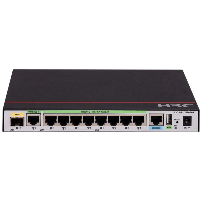 H3c WSG1808X-PWR 10-port (9*1000base-t And 1*sfp Plus) Wireless Integrated Multi-Service Gateway
