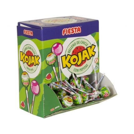 Fiesta CHUPA CHUPS KOJAK SANDIA 100 Unidades Sin Gluten con Chicle Incluido