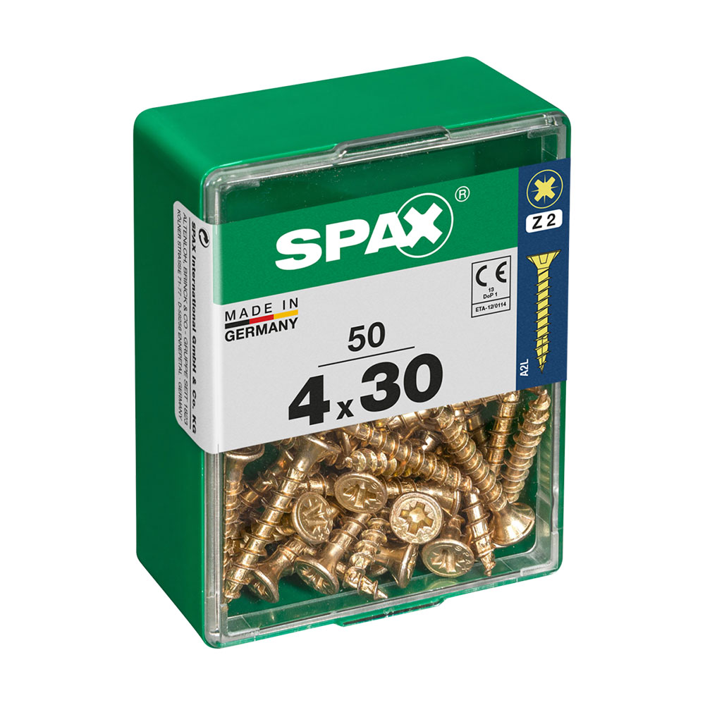 Caja 50 uds. tornillo madera spax cab. plana yellox 4,0x30mm spax