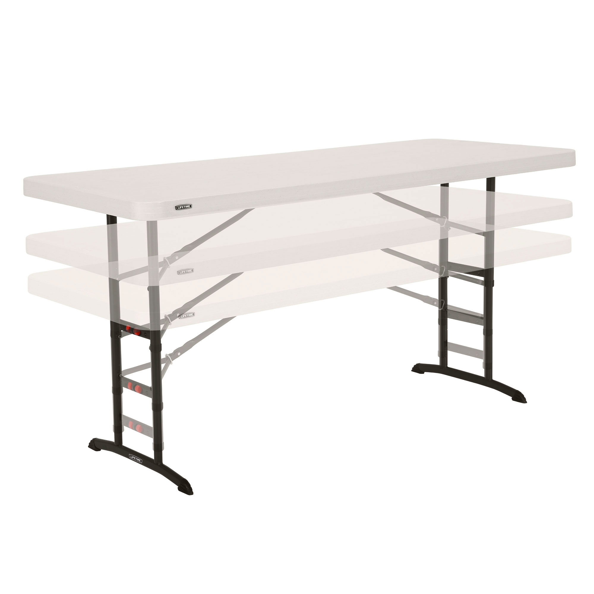 Lifetime - Mesa plegable portátil cuadrada catering, plegable, blanca, medidas 183x76cm, peso máx. soportado 15 kg, altura ajustable, capacidad 6 persona, exterior, interior, eventos, polietileno
