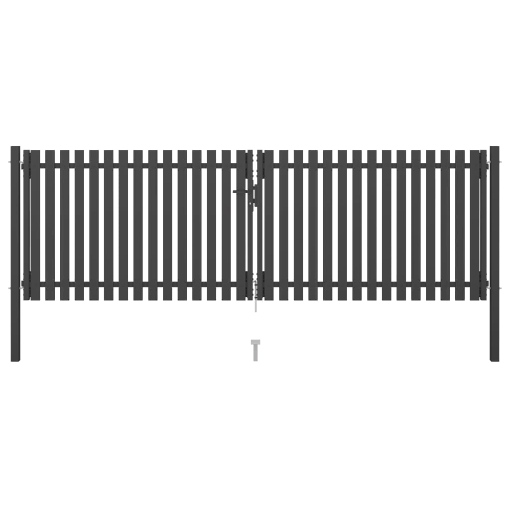vidaXL Puerta de Valla del Jardín de Acero Gris Antracita Barrera Dimensiones 1 x 1.25 m,  1 x 1.5 m,  1 x 1.7 m y mas