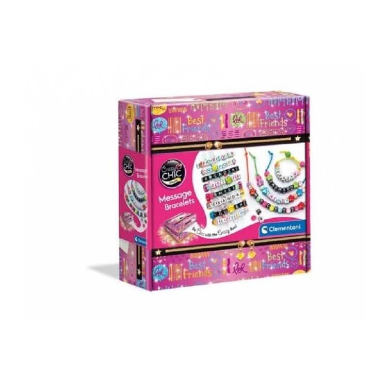 Clementoni Crazy Chic Set De Pulseras Con Mensaje - Crea Pulseras De Colores Vivos Y Brillantes
