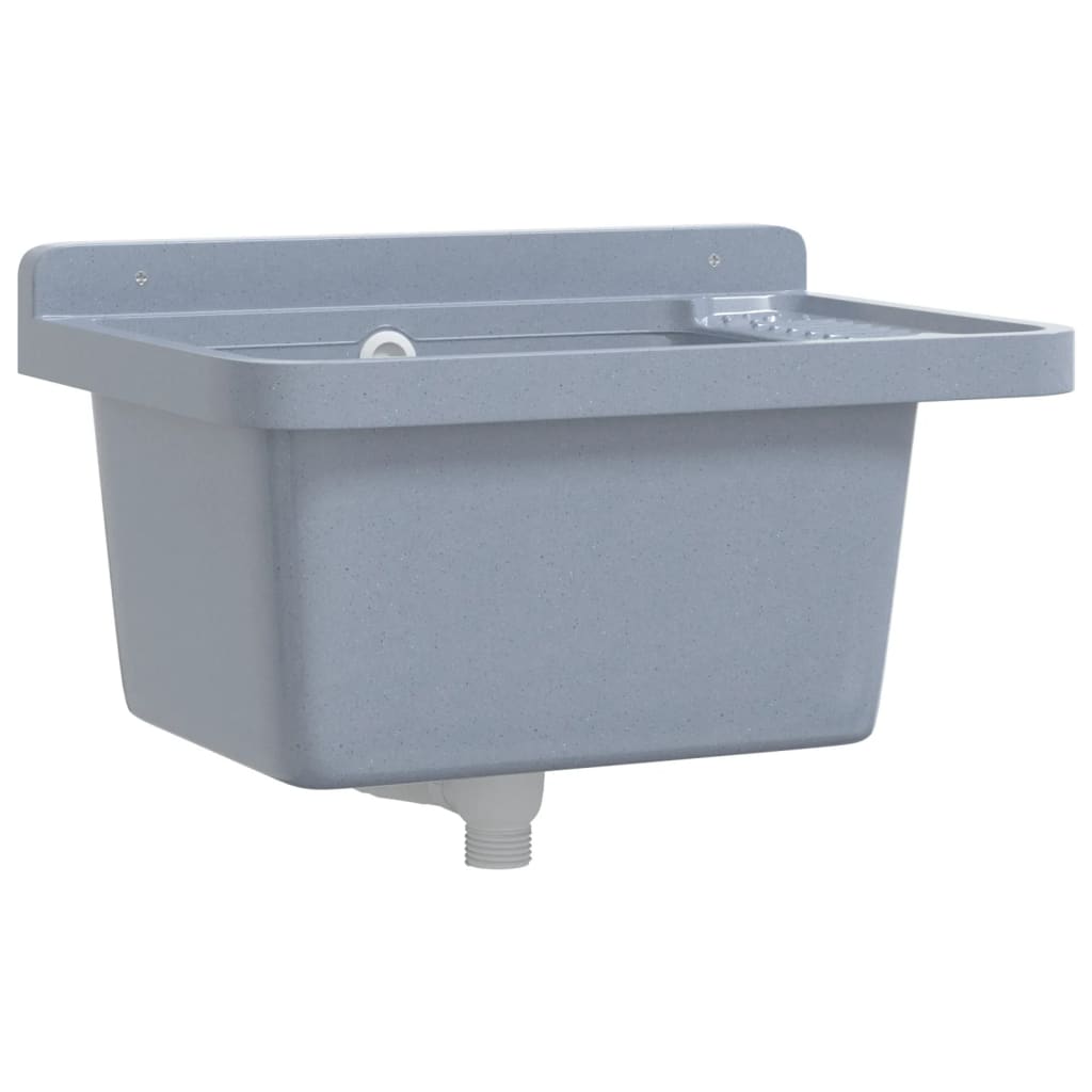 vidaXL Fregadero lavabo de pared resina 50x35x24 cm Color Gris,  Blanco, y mas