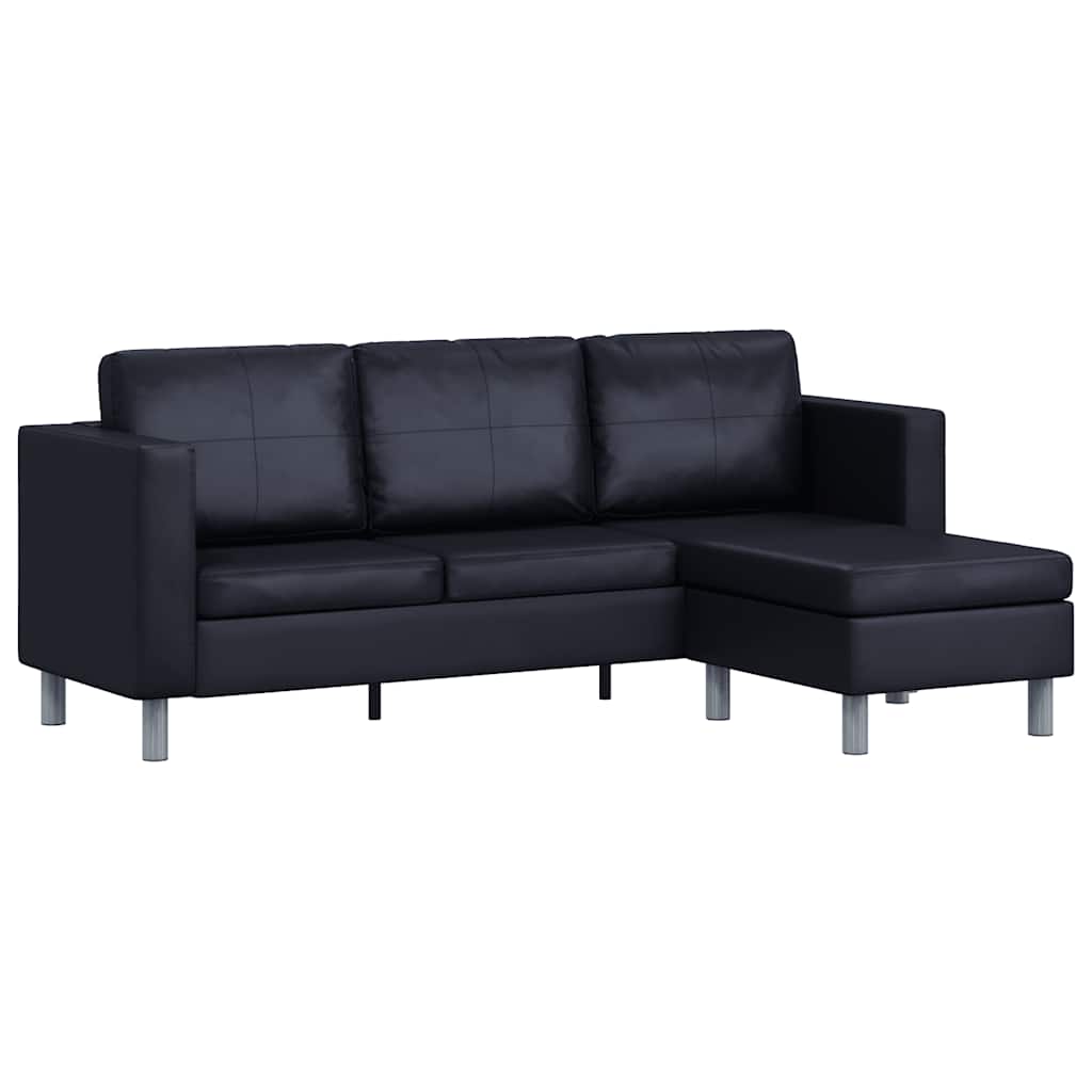 vidaXL Sofá modular de 3 plazas de cuero artificial negro