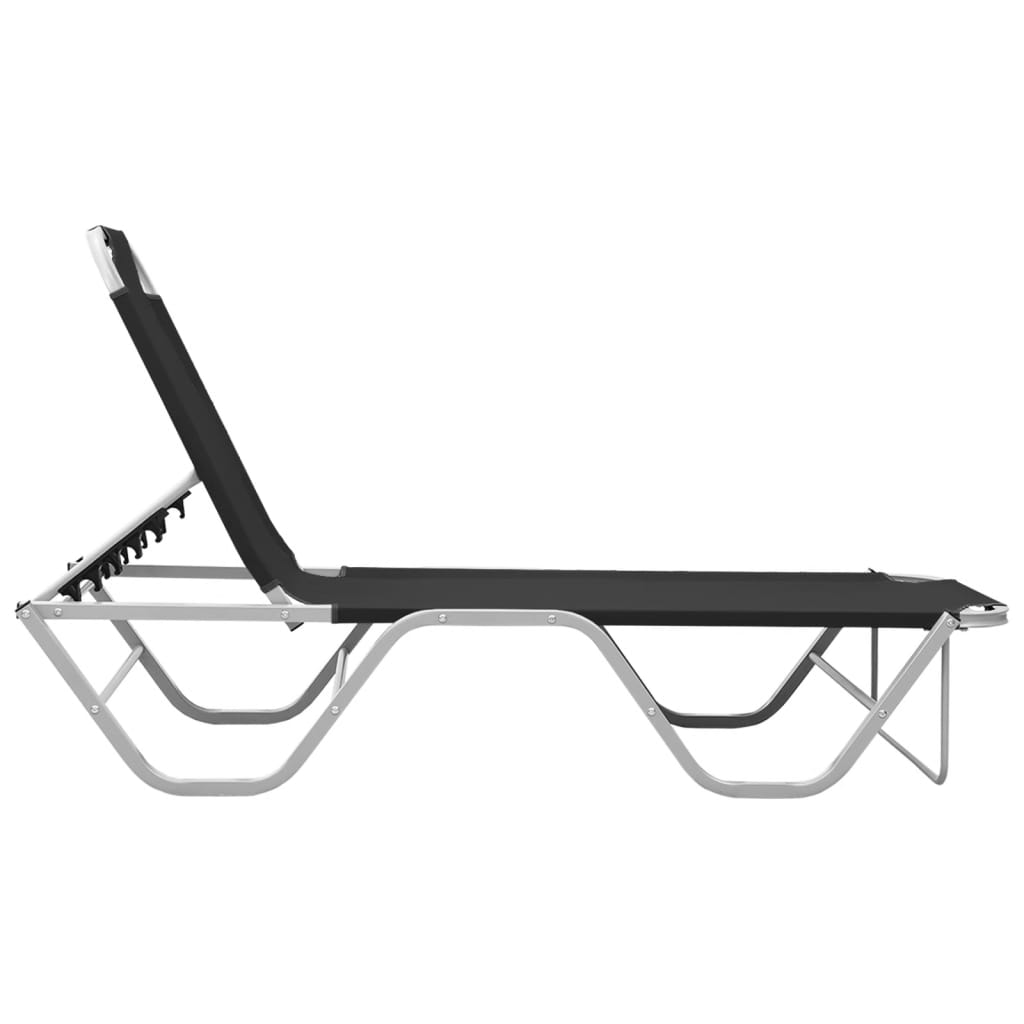 Vidaxl Tumbona de Aluminio y Textilene Negro para Jardín, Playa, Piscina y Terraza