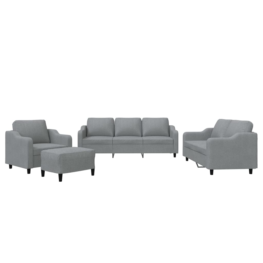 vidaXL Juego de sofás con cojines 4 piezas tela gris claro