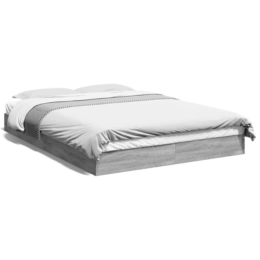 vidaXL Estructura de cama madera de ingeniería gris Sonoma 140x200 cm