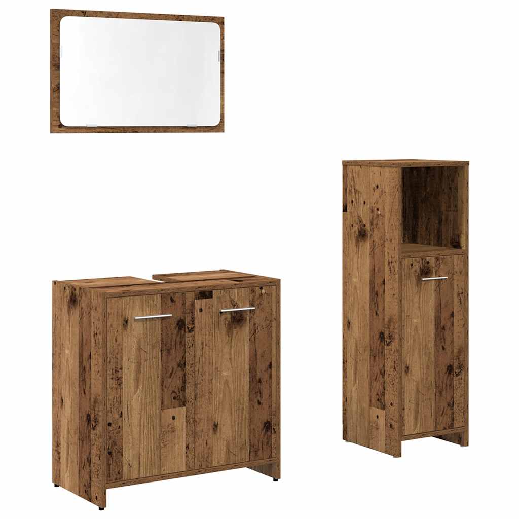 vidaXL Juego de muebles de baño 3 piezas madera ingeniería envejecida
