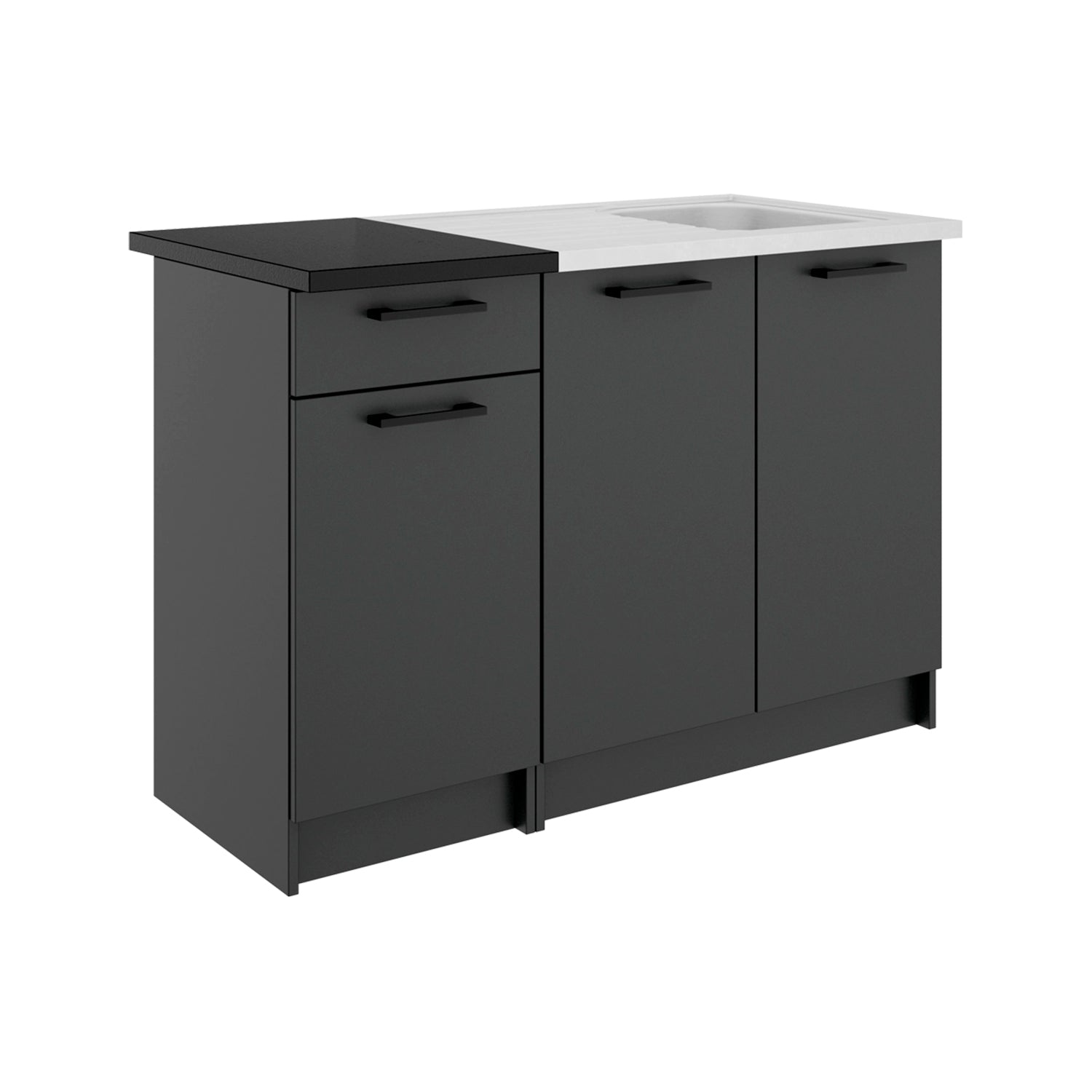 Conjunto de 2 módulos de cocina inferiores kirsten y negro y grafito para hogar moderno mueble de almacenaje  - Homekit