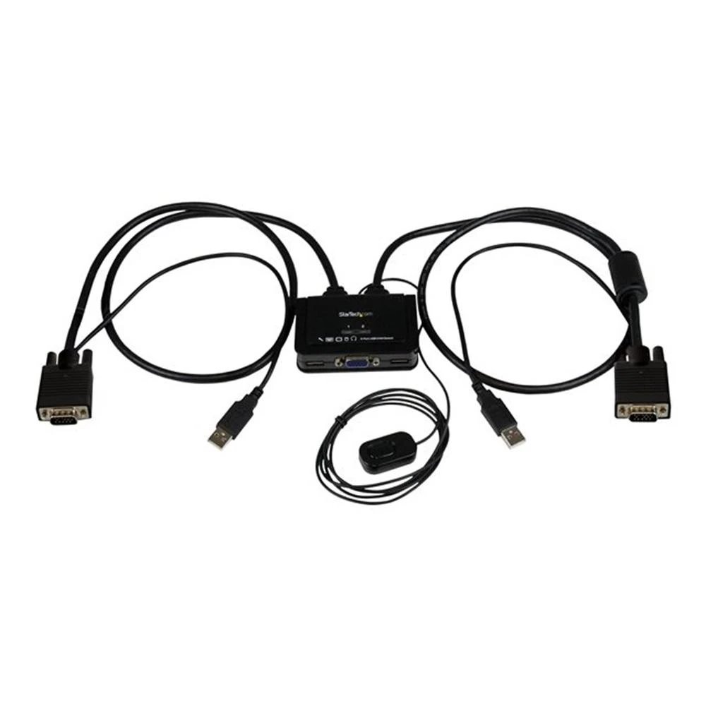 HUB Switch puertos 2 puertos VGA HD-15 (entrada) + 1 salida VGA; conectividad USB para teclado y ratón StarTech SV211USB  | Negro