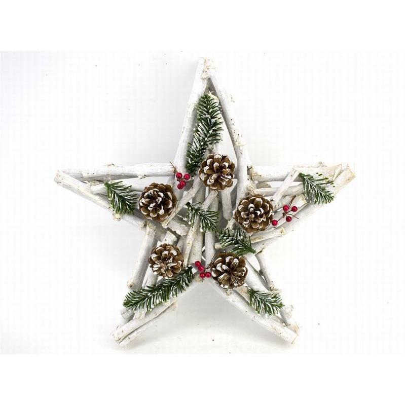 Gerimport Estrella con Piñas Decoración Navidad 40x40x10 Cm - Decoración Navideña única