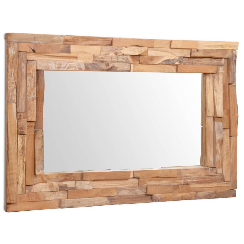 vidaXL Teca Espejo Decorativo Madera Decoración Pared Entrada Dimensiones 60 x 60 cm, 90 x 60 cm, 120 x 60 cm